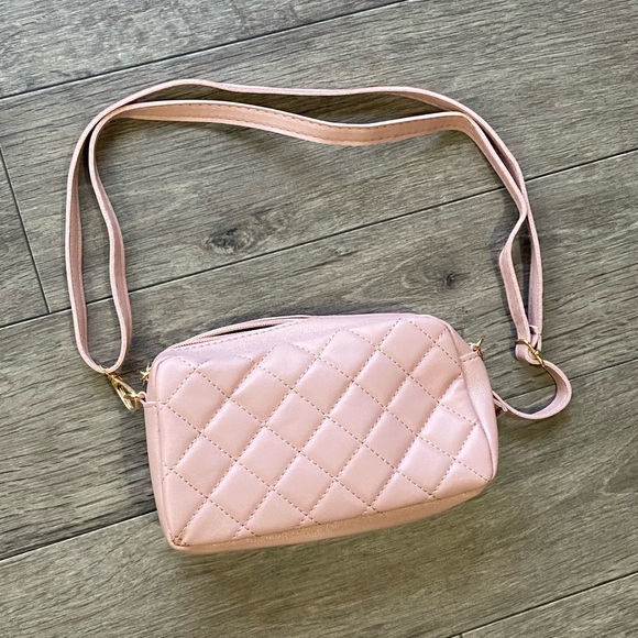 Quilted Crossbody Bag In Pink with Gold Plated Accessories - Picture 3 of 6